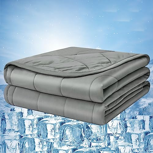 Laneetal Kühldecke leichte Sommerdecke mit Arc-Chill Q-Max > 0,45 Kühlfasern selbstkühlende Decke für Menschen, Sommerbettdecke zum Schlafen, Wohndecke Sofadecke Reisedecke Grau 200x220 cm