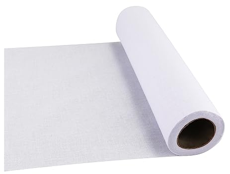 Woven Cotton Iron-On Fusible Interfacing, 10.6in x 10yd Medium Weight Fusible Interfacing Fabric Single-Sided Interfacing 100% Cotton Iron-On Interfacing for Dress Shirts DIY Crafts Supplies, White