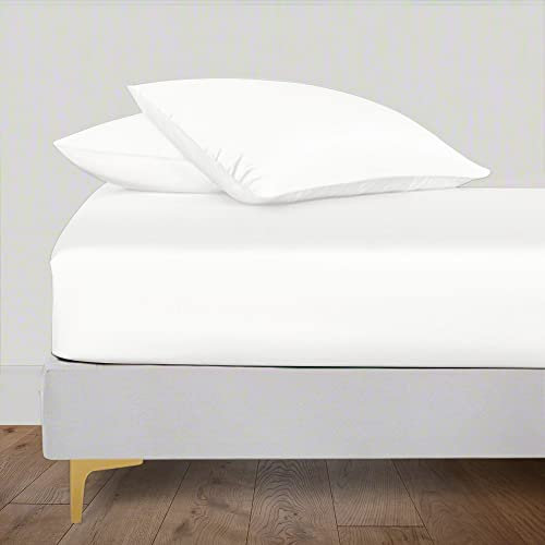 LINENWALAS Bio Vegan Bambus Seide Spannbetttuch 160x200 cm, Deep Pocket bis zu 40 cm weich, Öko-Tex Zertifiziert Kühlende Bambus Bettwäsche Nur Spannbetttuch Perfekt für Haut (Weiß)