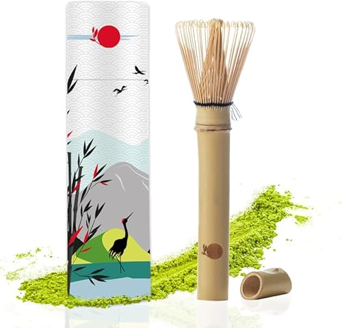 ORIGEENS FOUET MATCHA BAMBOU MANCHE LONG - Petit Fouet bambou Chasen traditionnel pour Matcha Latte/Cérémonie du thé - Fouet thé matcha de Voyage