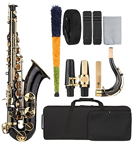 B- Flache Tenor Saxophon BB Black Lack Sax Mit Instrumentenkoffer Mundstück Reed Hals Strap Putzen Stoffbürste Anfänger