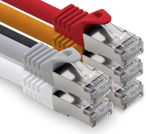 freiwerk 2,0m - 5 Farben 01 CAT.7 Netzwerkkabel Lan Ethernet Patch Kabel S-FTP LSZH PIMF 10GB s RJ45 Stecker Cat6a