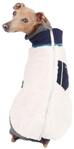 D DOGGY STAR Giacca in pile con cerniera per levriero italiano per cappotto per cani (3XL, blu marino)