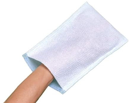 SECO STORE Manopola Monouso Non Saponata, Guanto Lavapaziente Impermeabile Anallergico Antigraffio in Tnt | Confezione 100 pezzi - 22x16,5 cm