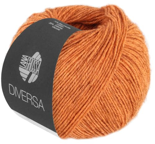 LANA GROSSA Diversa | Leichtes Baumwoll-Mischgarn mit zartem Melange-Effekt | Handstrickgarn aus 74% Baumwolle & 26% Viskose | 50g Wolle zum Stricken & Häkeln | 210m Garn FB 21