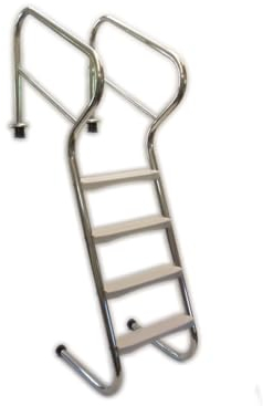 Schwimmbadtreppe Pooltreppe Edelstahltreppe Treppe 5-St Schwimmbadleiter Leiter mit Kunstoffstufen