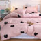 Nayoroom Bettwäsche Herzen 135x200 4teilig Rosa Schwarz Herz Bettbezug 2er Set Microfaser Gestreift Wende Bettwäsche Set und Kissenbezug 80x80 cm Reißverschluss