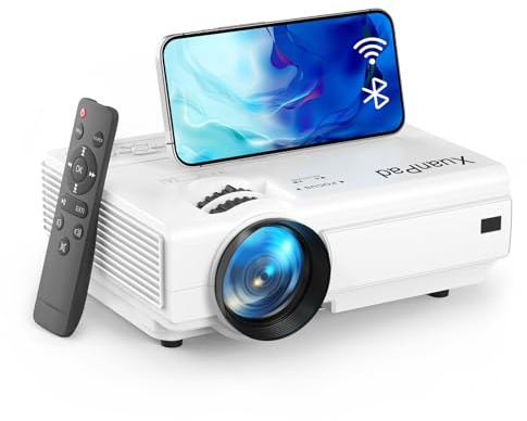XuanPad Mini Beamer, 2024 Verbessertes 14000L WiFi Bluetooth Beamer, Mini Projektor HD 1080P Unterstützt, Heimkino Video Projector Kompatibel Mit Tv Stick/HDMI/USB/AV/Laptop/iPhone/Android