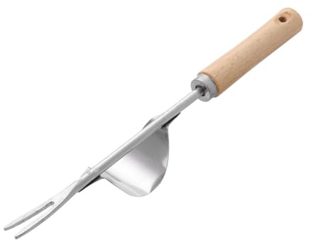 Voarge Désherbeur Manuel en Acier Inoxydable pour le Jardin - Poignée en Bois pour Creuser, Désherber et Desserrer