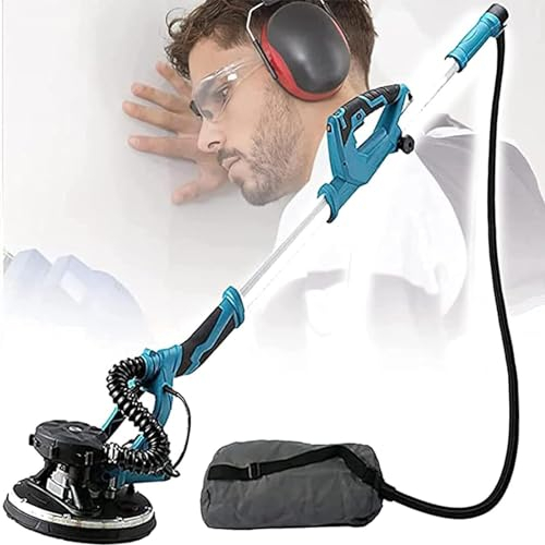 DPLXFPP Ponceuse Murale,1800w Ponceuse Girafe,1000-2100r/Min Vitesses Ajustables Ponceuse Platre, Pliable Manche Girafe Ponceuse avec Dépoussiérage Automatique sous Vide,20PCSsandpaper