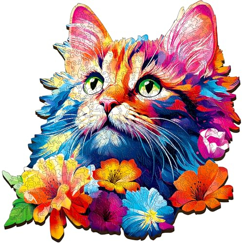 ESC WELT Holzpuzzle Katze 200 Teile - Anspruchsvolles Denkspiel für Kinder & Erwachsene - Umweltfreundliches & Unterhaltsames Lernspielzeug - Herausforderndes Spiel - Denkspiel aus Holz