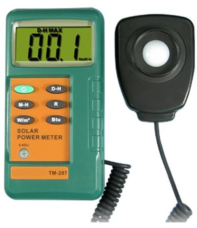 UOUOBEAR Misuratore di energia Solare TM-207 con sensore di rimozione da 1,5 M con Display LCD a 3 cifre 1/2