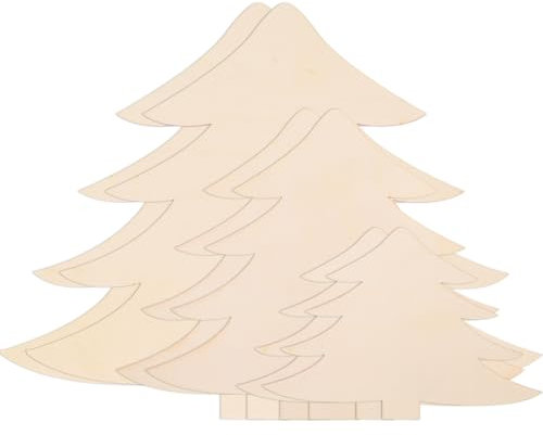 AWIZOM 12 piezas de recortes de madera para árbol de Navidad, placa de árbol de Navidad de madera sin terminar, letreros de Navidad de madera sin pintar, rodajas de madera para manualidades, pintura,