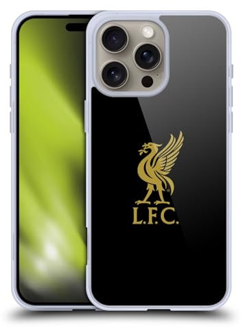 Head Case Designs Officially Licensed Liverpool Football Club Gold Logo On Black Liver Bird Soft Gel Case Compatible With Apple iPhone 16 Pro Max