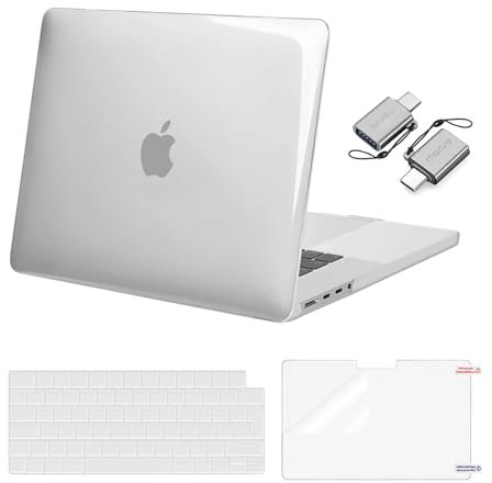 MOSISO Compatible with MacBook Pro 16 inch Case 2025 2024 2023 2022 2021 M4 M3 M2 M1 A3403 A3186 A2991 A2780 A2485 Pro Max, Hard Shell Cover&Keyboard Skin&Screen Film&Type C Adapter, Crystal Clear