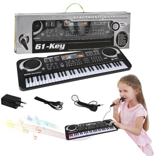 Clavier de Piano pour Enfants - 61 Touches Électronique Numérique avec Microphone - Instrument Musical