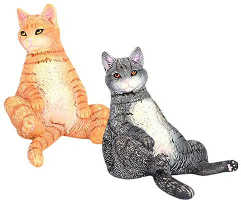 JOINPAYA 2piezas Figuritas De Gato Realistas Miniatura Decoraciones De Mesa para Adoradores De Animales De Gatos para Aprendizaje y Adorno Hogareño