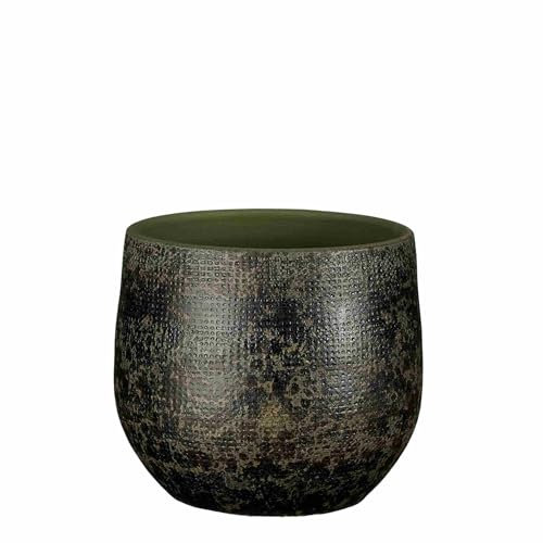 MICA Decorations Enrique Pot de fleurs, 19 x 19 x 17 cm, terre cuite, vert