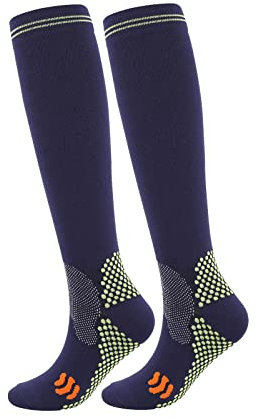 Lustige Socken für Damen und Katzen, originelles Geschenk, Kompressionssocken für Damen oder Herren, Zirkulation, ideal für Leichtathletik, Unterstützung beim Radfahren, als Geschenk, navy, L