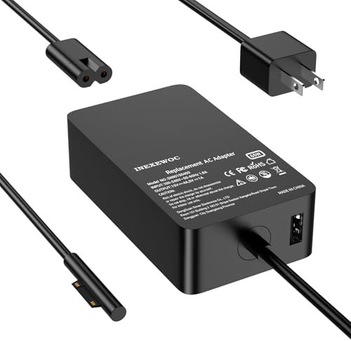 65W Surface Pro Charger for Microsoft Surface Pro 9 8 7+ 7 6 5 4 3, Surface Go/Book 3 2 1, Windows Surface Laptop 6 5 4 3 2 1, Tablet Charger Power Cord with 5V 1A USB Charging Port LED 44W 36W 24W