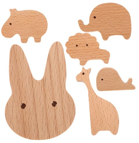 ETHZZLE 6pcs Animal Wardrobe Door Handles Wooden Knobs for Dresser Cabinet Closet Jungle Door Knobs Easy Installation Update Your Home Decor