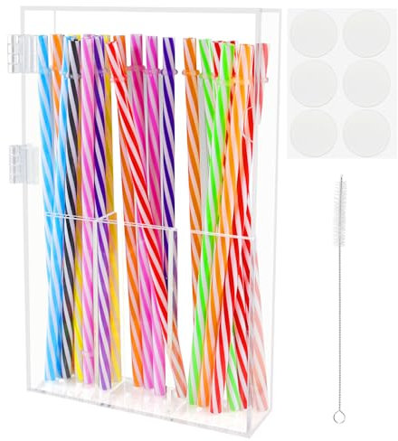 ChilArt 9,8 Zoll Acryl Strohhalmhalter, staubdicht Strohhalmhalter für Schrank, selbstklebende Strohhalm Veranstalter für Küche Zähler und Schränke