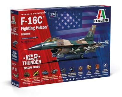 Italeri 35105 1:48 F-16C Fighting Falcon War Thunder - originalgetreue Nachbildung, Modellbau, Plastik Bausatz, Basteln, Hobby, Kleben, Modellbausatz, Zusammenbauen, unlackiert,