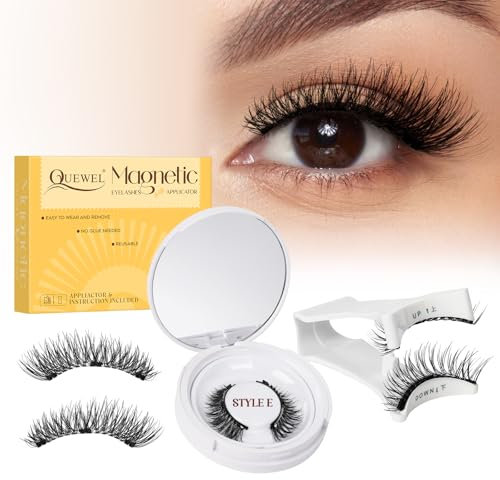 Cils magnétiques réutilisables avec applicateur, aspect naturel, ensemble de cils magnétiques sans colle cils magnétiques faciles à porter et à enlever avec instructions (HP03)