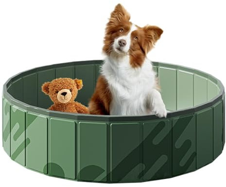 Piscina plegable para perros-piscina para mascotas de cara dura para razas pequeñas, gatos y otras mascotas | Robusta bañera de PVC con fondo no deslizante, configuración rápida y c