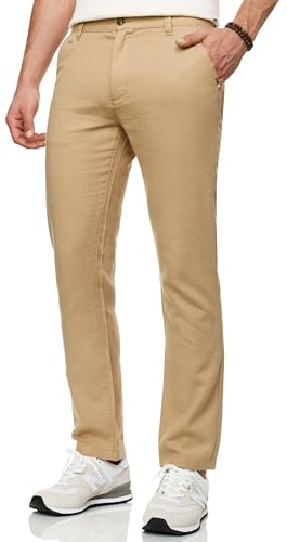 Indicode Herren INGuy Stoffhose aus Leinen & Baumwolle | Herrenhose Freizeithose Männer Cornstalk Solid, 38/32