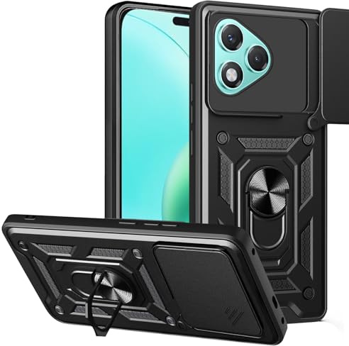 XCYYOO Hülle Honor 400 Lite mit Ring Handyhülle Magnetische Autohalterung 360° Halter Ständer Silikon Kameraschutz Schutzhülle 360 Metall Ring Halter Stoßfest Bumper Case- Schwarz