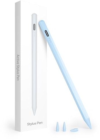 Stylet pour iPad (2018-2026), stylet actif avec charge rapide, sensibilité à l'inclinaison, rejet de la paume, batterie 20H, magnétique, compatible avec iPad 6-11ème, Pro 11/12.9/13, Air 3-M2, Mini 5