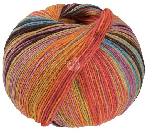 LANA GROSSA Meilenweit Seta Asia | Hochwertiges Sockengarn mit Seide | Handstrickgarn aus 55% Schurwolle (Merino), 25% Polyamid & 20% Seidenanteil | 100g Wolle zum Stricken & Häkeln, 420m Garn FB 3179