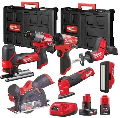Milwaukee M12 FPP7B2-622P 12V Fuel 7 Piece Powerpack with 1x 6.0Ah & 1x 2.0Ah Batteries