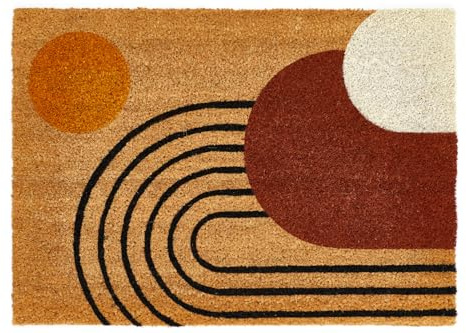 andiamo Fußmatte Kokos Geo - für Innen & Überdachten Außenbereich – Kokos Fußabtreter Schmutzfangmatte Haustierfreundlich mit rutschhemmender Beschichtung – 40 x 60 cm, Multi