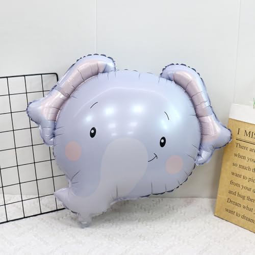 YuBeiKoo Dschungel Safari Luftballons, 6 Stück Folienballon Elefant | Helium Ballon, Ungiftig, Robust, Elefant Luftballons, Elefant Deko Geburtstag, Kinder Geburtstag Party Deko