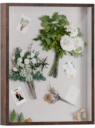 Muzilife Shadow Box Holz-Bilderrahmen, gehärtetes Glas, Honigbraun, 40,6 x 50,8 cm