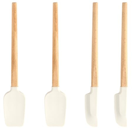 2 Pieces Of Silicone Spatula With Wooden Handle, 2 Pieces Of Cake Spatula, Baking Cream Spatula, Narrow Kitchen Mixing Tool.