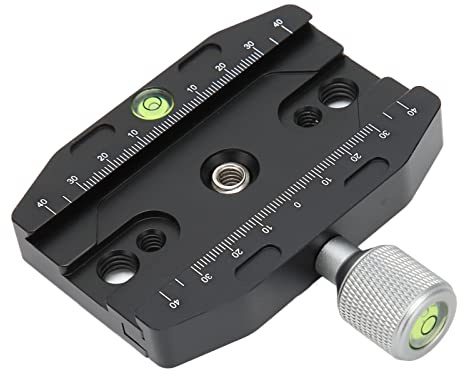 Quick Release Plate Clamp, Camera Quick Release Clamp, CNC Machined Aluminum Alloy Tripod Mount Adapter with 2 Bubble Levels, Non Slip Locking for Clamp for DSLR Camcorder Projecto