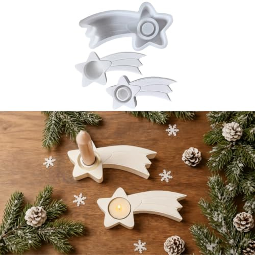 Silikonform Weihnachten Stern Kerzenhalter, Silikonform Kerzenhalter Stern, Silikonformen Gießformen Weihnachten Sterne, Gießformen Silikon,Sternschnuppe Epoxidharz Gießform Gipsformen zum Gießen (K)