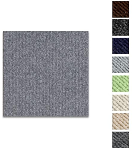 Kongming Teppichfliesen selbstklebend waschbar, 10 Stücke Teppichfliesen selbstliegend 30x30cm, Teppich Fliesen mit Rückendeckung, Teppich Bodenbelag für Wohnung, Büro, Gewerbe (Teppich Hellgrau)