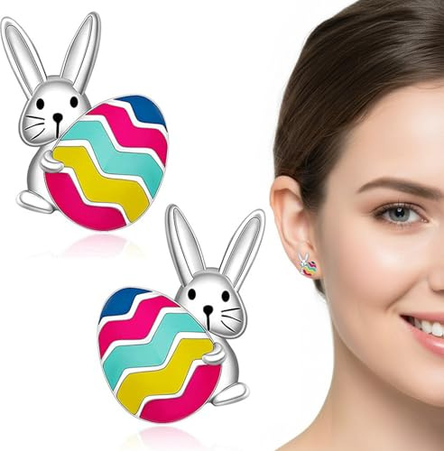Clyhon Hasen Ohrringe Silber 925 Ohrstecker für Damen Erstellt Schmuck Nette Ohrringe für Mädchen Geburtstagsgeschenke