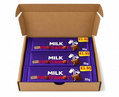 3 x Chopped Fruit and Nut Chocolate Bars (95g) Creamy Milk Chocolate with Raisins & Chunky Hazelnuts – Bulk Multipack Bundle – Delicious Dairy Chocolate Gift & Sharing Snack