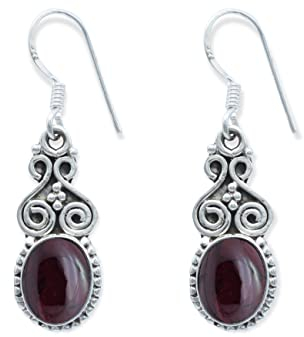 Ohrringe 925 Silber Granat roter Stein Edelstein Ohrhänger echt Silber Damen Sterling Silber Hänger Geschenk (MOH-077-02)