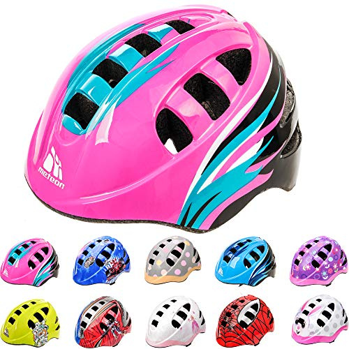 Meteor Kids Bike Helmet Orbit Pink M 52-56 cm, Toddler & Child Cycling Helmet, Lightweight Adjustable Scooter & Skate Helmet with Airflow Vents, Washable Padding, Safety Head Protection