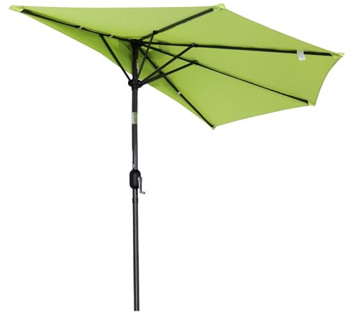 Angel Living Parasol Demi-rond en Terrasse, Avec Manivelle et 5 Entretoises Métal, Facile à Manivelle, Pour Jardin, arrière-Cour, Porche, Balcon (Pomme Vert, 270CM)