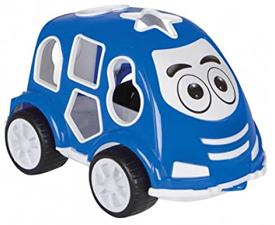 JAMARA 460291 Kinderlernspiel Formauto blau-Nachziehauto, fördert Spielspaß & Feinmotorik, Steckspiel mit 10 Elementen in insgesamt 5 verschiedenen Formen & Farben, Heckklappe öffnen