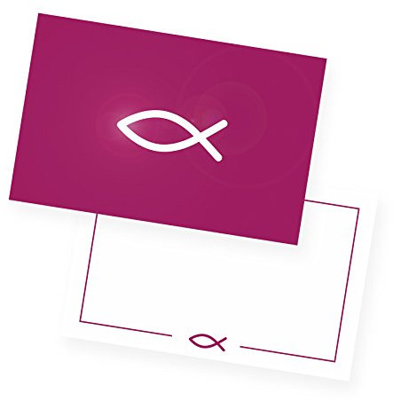 itenga 12x Karte FISCH DIN A6 quer Einladungskarten Postkarten Dankeskarten Kommunion Taufe A6 Danksagung (pink)
