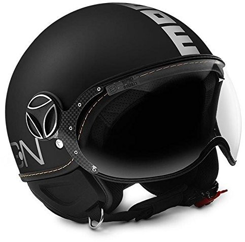 MOMO Design 008005, Casco Jet FGTR Classic Nero Opaco Logo Grigio 8005 Taglia L Uomo
