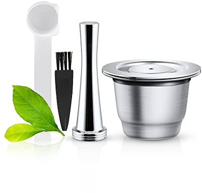 i Capsules Rechargeables Nepresso réutilisables en Acier Inoxydable, Capsule Filtre à café réutilisable pour Nepresso, avec cuillère à café, Brosse, Tamper